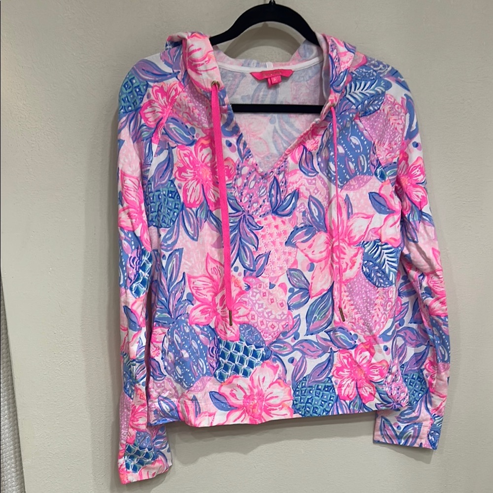 Lilly Pulitzer Colorful Pineapple and Floral Print Hoodie